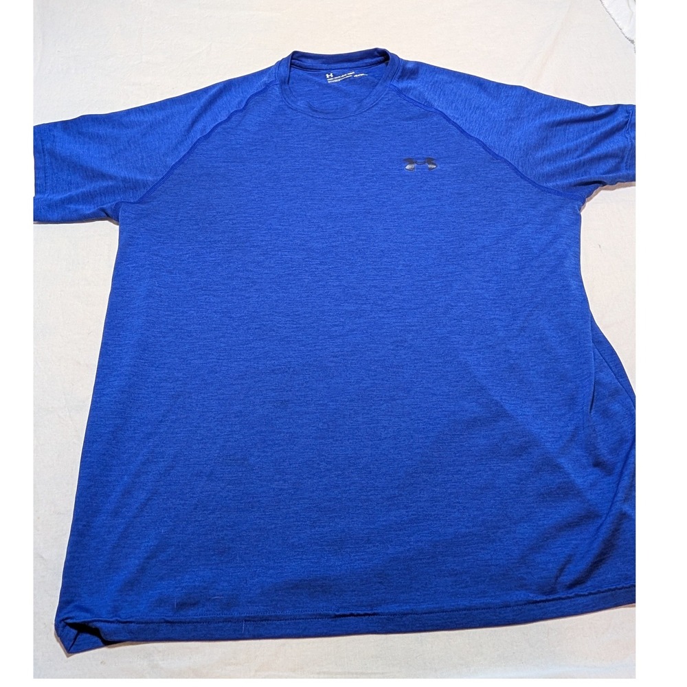 Under Armour HeatGear Mens Large Blue Heather Loose Fit Short Sleeve T-Shirt